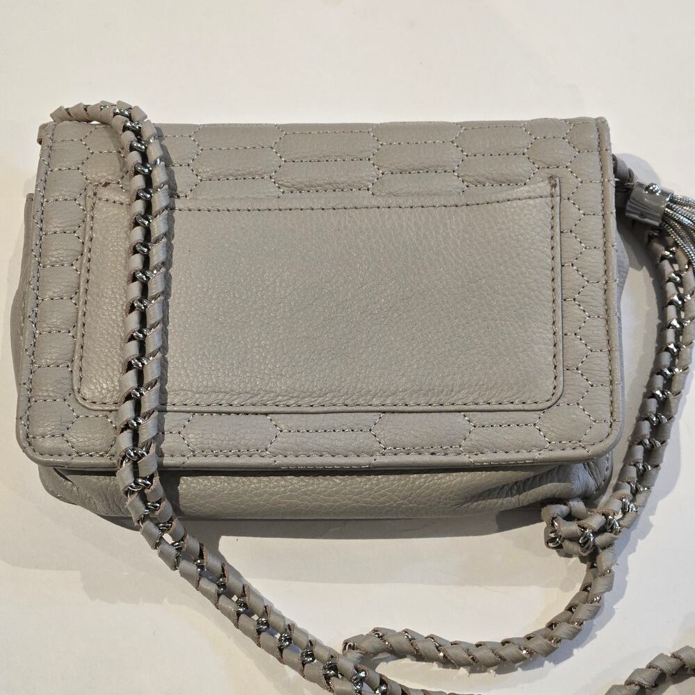 Aimee Kestenberg Quilted Leather Convertible Crossbody Clutch Chain Strap Beige - Picture 7 of 14